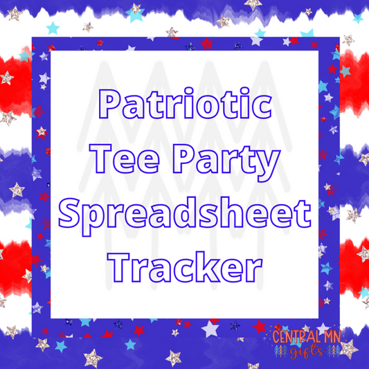 Patriotic Tee Party Spreadsheet Tracker - Digital Download