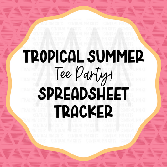 Tropical Summer Tee Party Spreadsheet Tracker - Digital Download