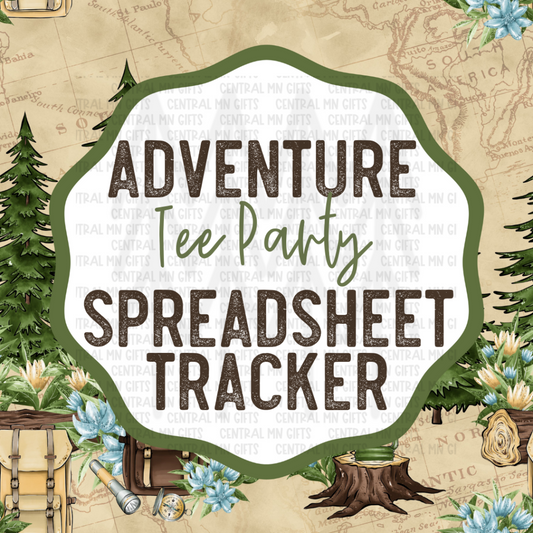 Adventure Tee Party Spreadsheet Tracker - Digital Download