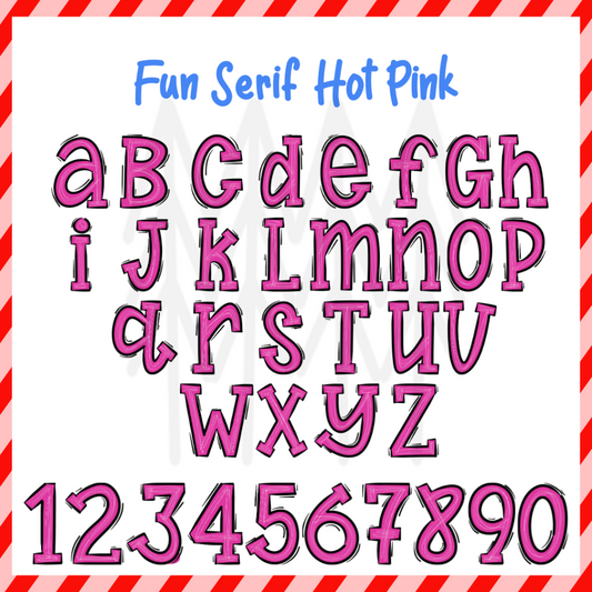 Fun Serif Pink Alphabet - Custom Word Dtf Transfers Transfer
