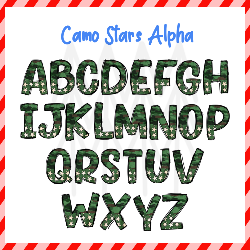 Green Camo Star Alphabet (Dtf Transfer) Transfer