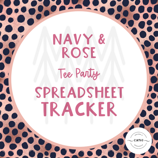 Navy & Rose Tee Party Spreadsheet Tracker - Digital Download