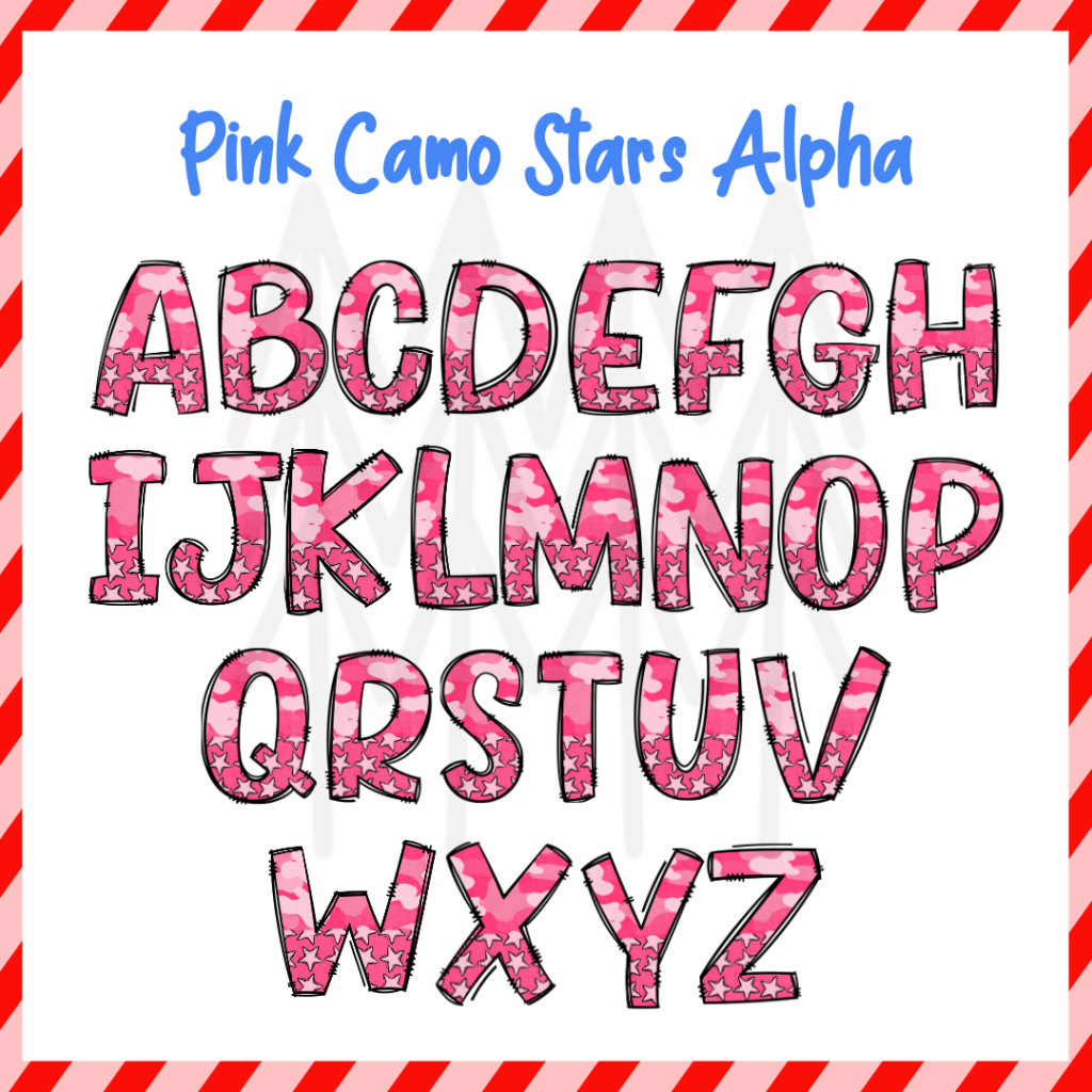 Pink Camo Star Alphabet (Dtf Transfer) Transfer