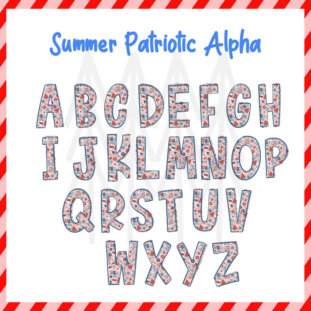 Summer Patriotic Alphabet (Dtf Transfer) Transfer