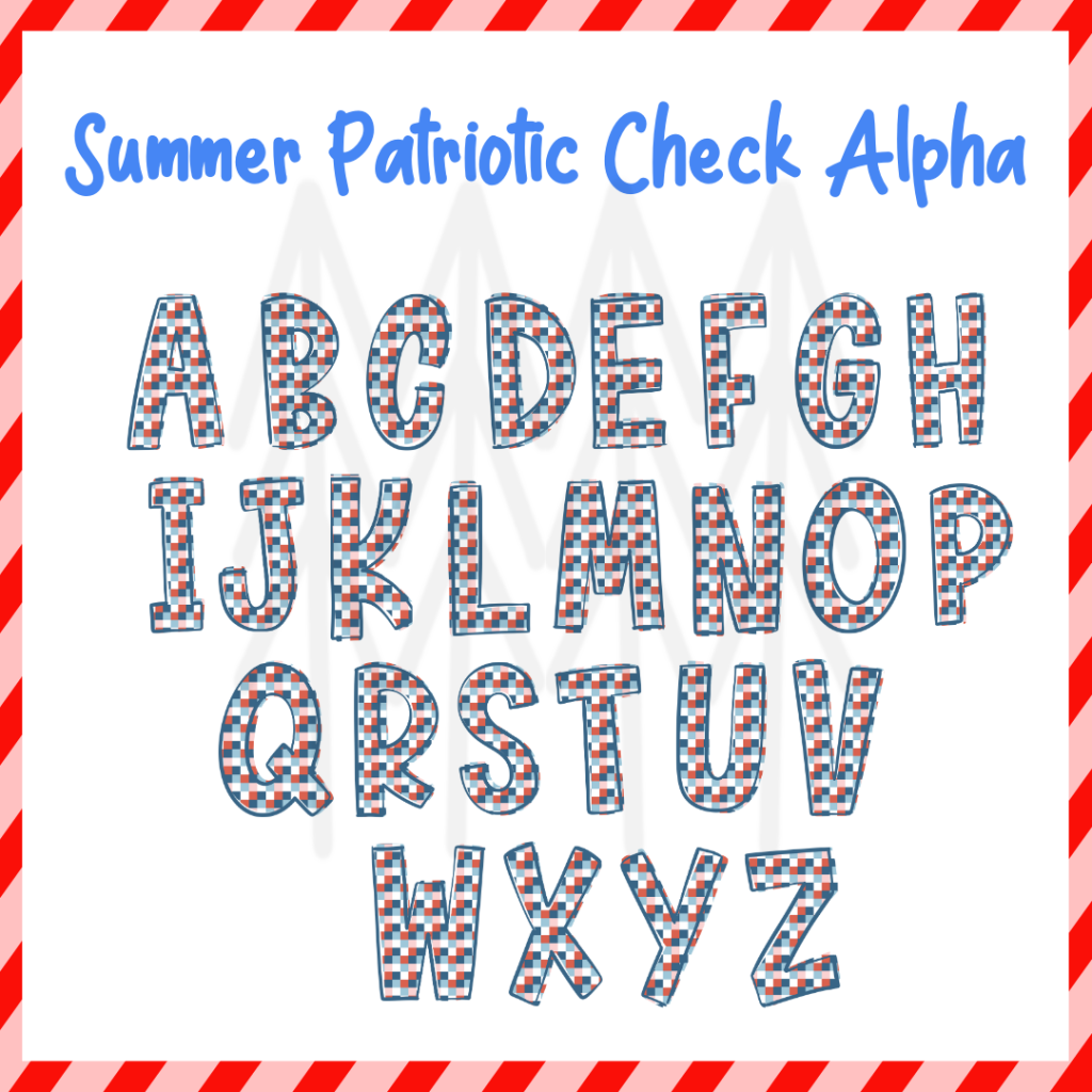 Summer Patriotic Check Alphabet (Dtf Transfer) Transfer