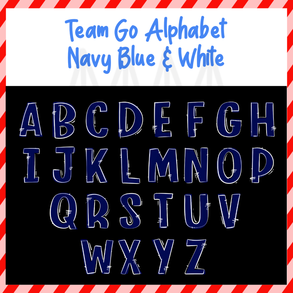 Team Go Alphabet - Navy Blue & White (Dtf Transfer) Transfer