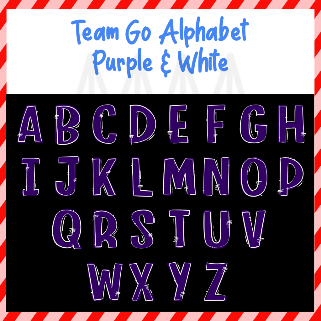 Team Go Alphabet - Purple & White (Dtf Transfer) Transfer