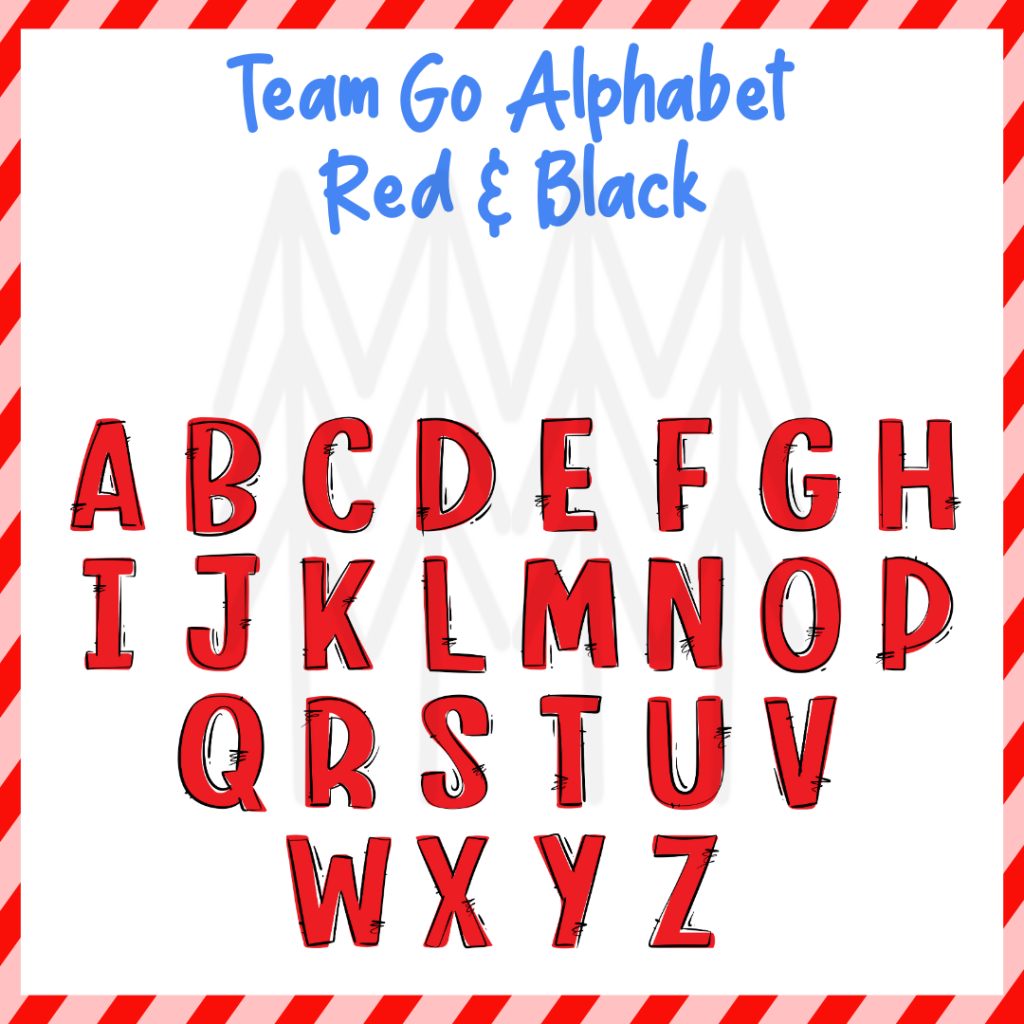 Team Go Alphabet - Red & Black (Dtf Transfer) Transfer