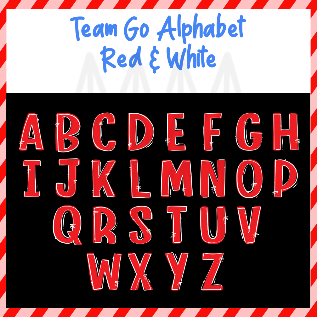 Team Go Alphabet - Red & White (Dtf Transfer) Transfer