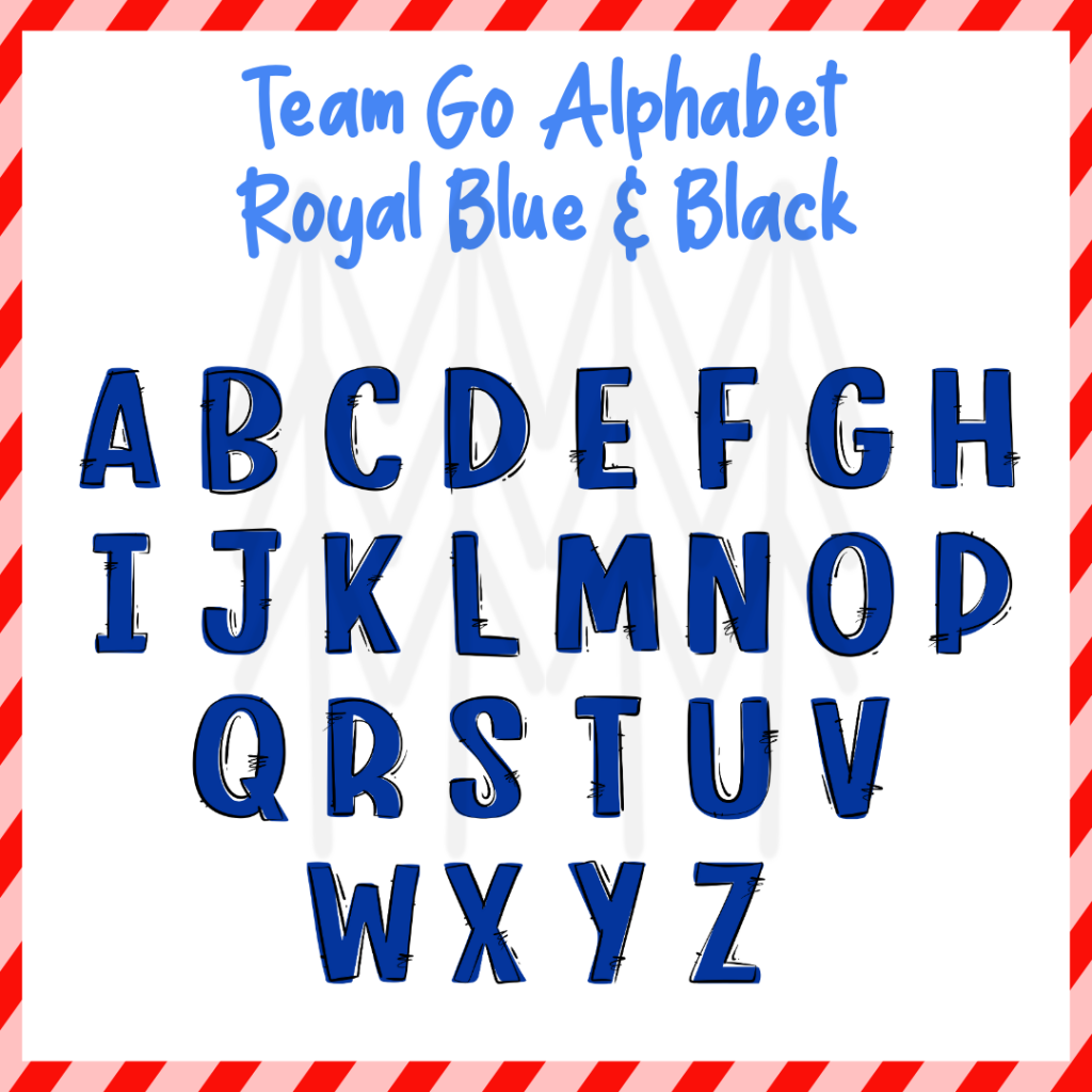 Team Go Alphabet - Royal Blue & Black (Dtf Transfer) Transfer