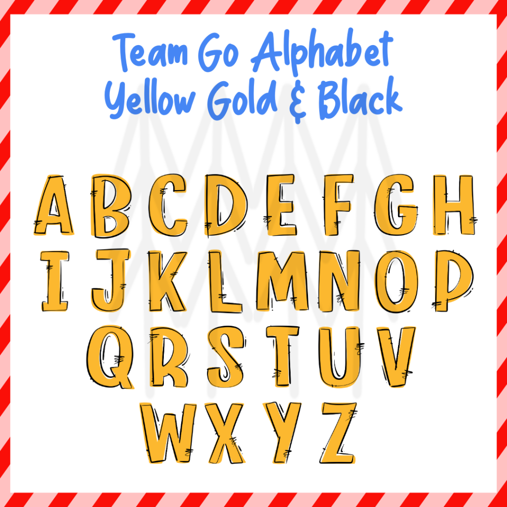 Team Go Alphabet - Yellow Gold & Black (Dtf Transfer) Transfer
