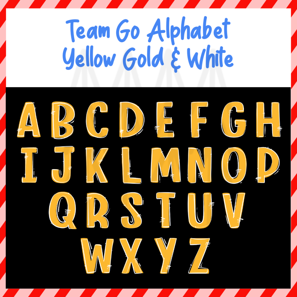 Team Go Alphabet - Yellow Gold & White (Dtf Transfer) Transfer